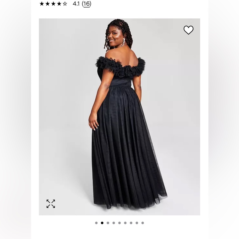 Trendy Plus Size Tulle-Trim Off-The-Shoulder Gown